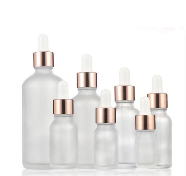 

2020 price 10ml 15ml 30ml 50ml 100ml cosmetic frosted essential oil glass dropper bottles with rose gold dropper cap