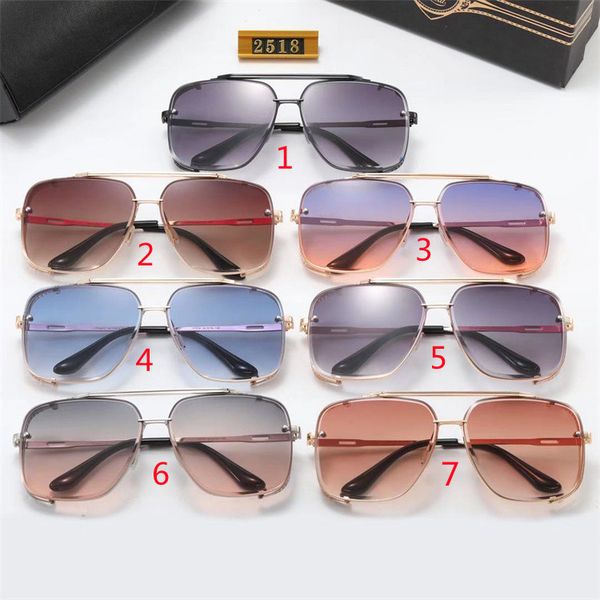 

men brand designer sunglasses for women new men's and women's windproof sunglasses metal trend gradient big frame sunglasses 2518, White;black