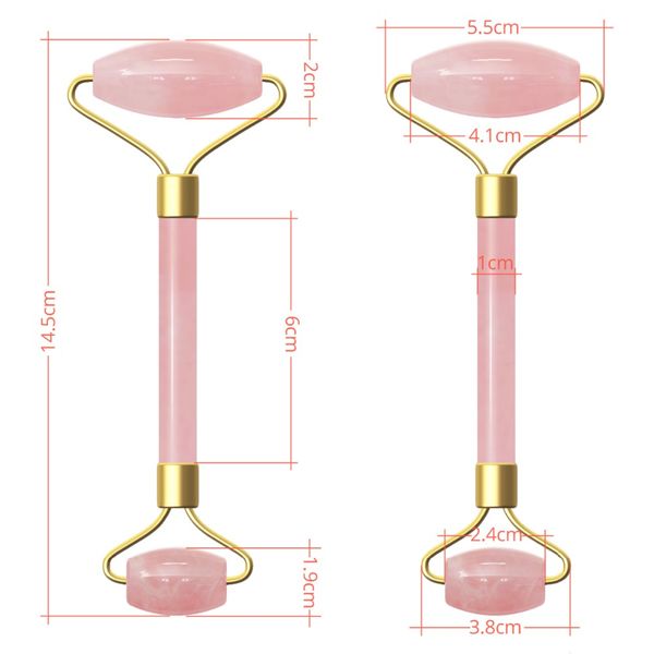 

2021 new practicaln women pink facial relaxation slimming tool quartz jade roller massager face body head neck foot massage welded metal