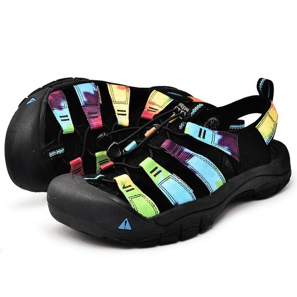 

designer slides sandals keens platform sandal men slippers summer breathable waterproof outdoor shoes beach sliders size 35-45, Black