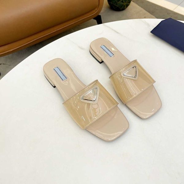 

designer slippers sandals fashion summer luxury brand women prad flip flops multi colors triangle outdoor loafers slide ladies beach sandal, Black