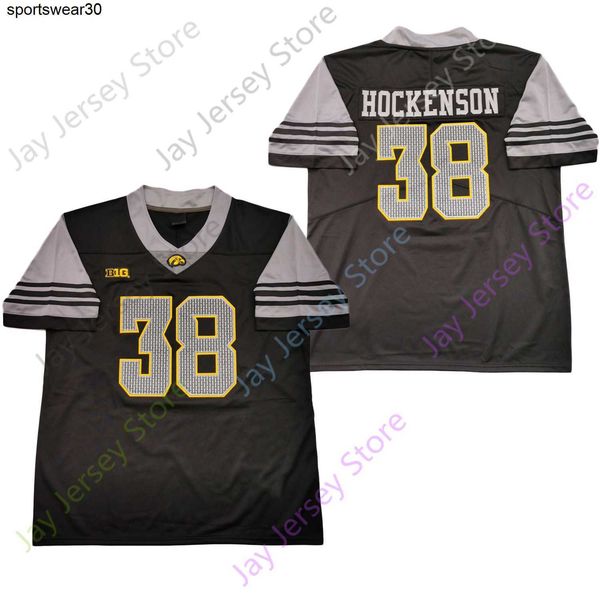 

iowa hawkeyes football jersey ncaa college t.j. hockenson black white size s-3xl all stitched youth men, Black;red