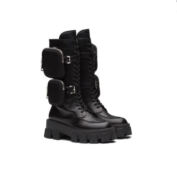 

black thick heel bandage ridding boots for women big size 35-42 womens winter knee high western boots