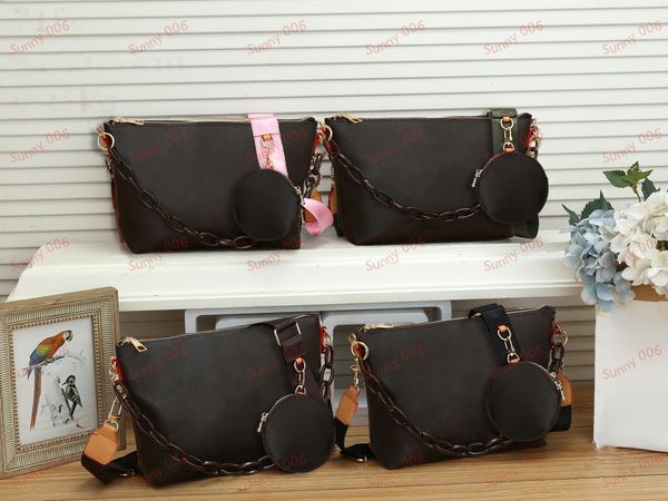 

2 piece cross body bag wallets luxury detachable shoulder strap thick chain portable bags designer circular coin wallet accessories