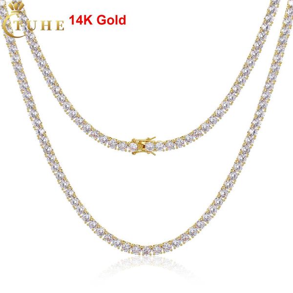 

2mm-10mm 14k solid real gold vvs moissanite diamond tennis chain bracelet necklace men women fine jewelry wholesale price, Silver