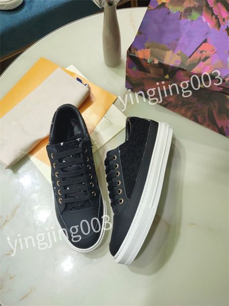 

new luxury designer sneakers sneakers women casual shoes lady lambskin calfskin shoe retro style fashionable, Black