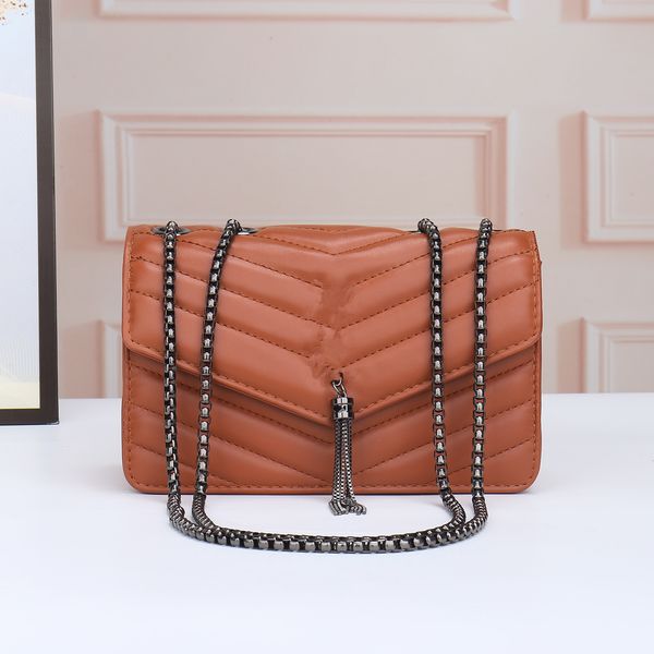 

2023 genuine leather chain purse leather women shoulder bags crossbody luxury handbags clutch purses ladies wallets tote gold silver black 0