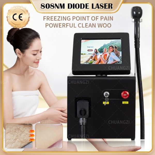 

diode ice laser hair removal machine painless skin care device 2000w 3 wavelength 808 1064 755nm beauty machine, Black