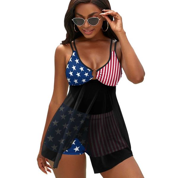 

designer swimwear fashion usa flag bikinis set american stars and stripes bikini swimsuit high cut aesthetic swimwear sport printed bathing, White;black