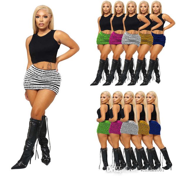 

womens mini skirt texture stripes versatile casual fashion career skirts high waist spice girls clothes, Black