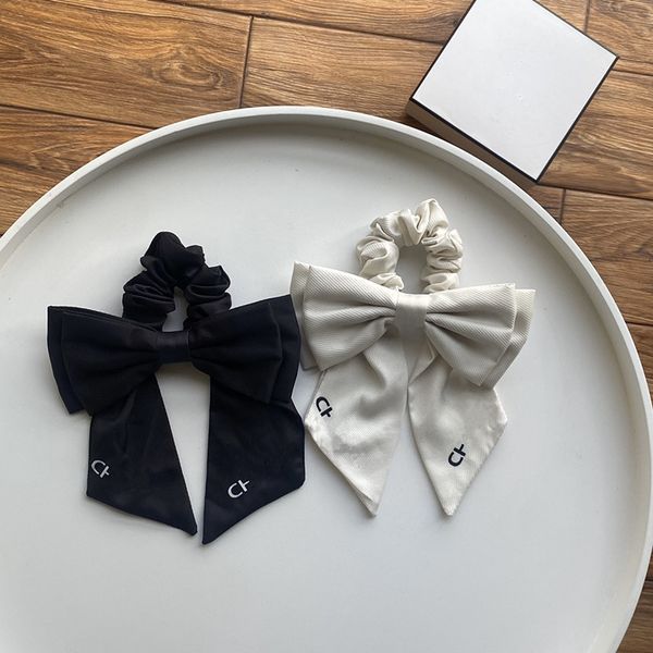 

2colors luxury bowknot women hair rubber bands black white bow elastic hairrope for girls party fashion ponytail holder hair accessories, Pink