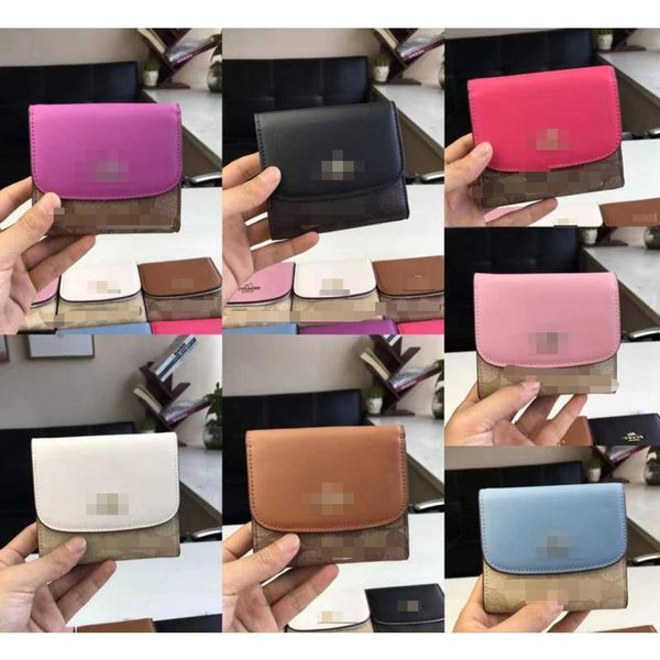 

f87589 small wallet in signature canvas women fold short purse dompet 87589, Red;black