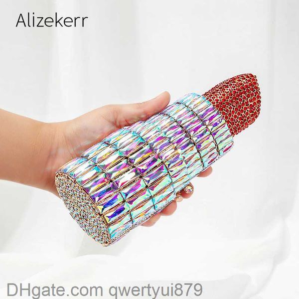 

totes lipstick evening crystal clutch bag women 2021 luxury boutique metal rhinestone wedding purses and handbags designer qwertyui879