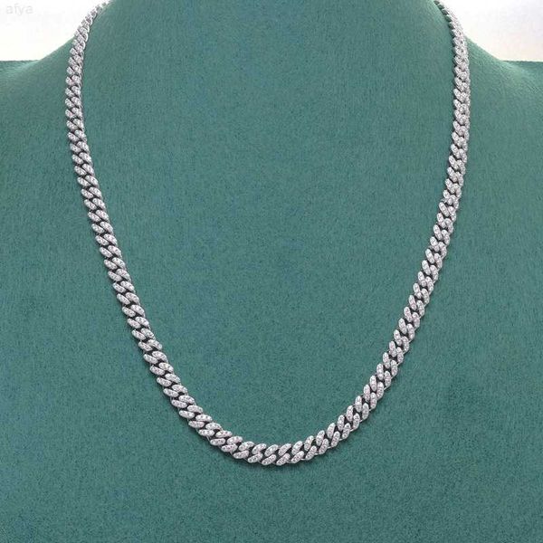 

6mm 8mm 10mm width hip hop moissanite cuban chain necklace sterling silver925 iced out miami link, Silver