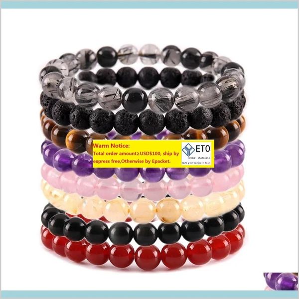 

beaded strands 8mm natural stone beads bracelet crystal amethyst turquoise tiger eye bracelets for women men fashion jewelry will and, Black
