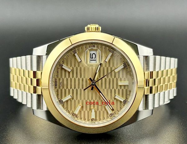 

bp factory maker datejust 41 18k yellow gold & steel watch fluted motif dial jubilee sapphire automatic waterproof fashion men's watch, Slivery;brown