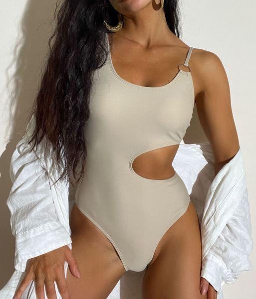 

designer women girls' swimsuit ins style cut up one piece solid swimsuit summer beach swimwear bathing suits wholesale, White;black