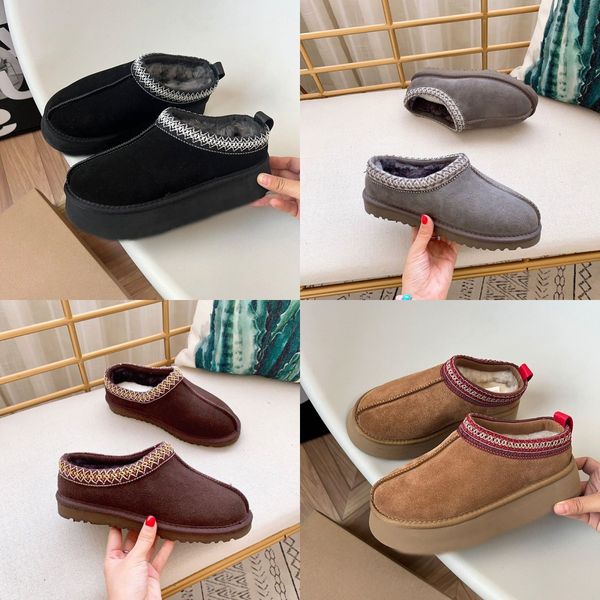 

classic mini australia tazz slippers platform boot fuzzy mule winter fur boots for woman warm thick bottom snow booties chestnut black