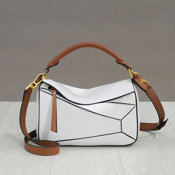 

Bags Dinner bags 2023 new splicing leather trendy Ming Xi same geometric bag women's cross body bill of lading shoulder pillow, Black6