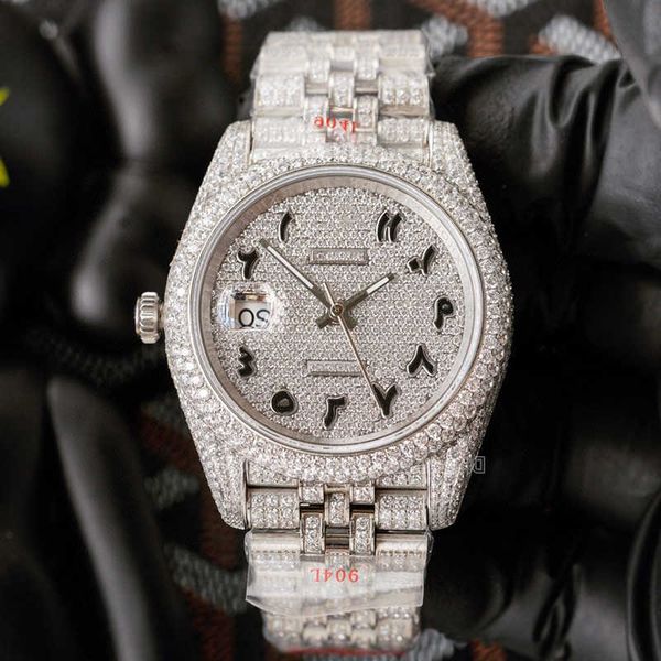 

ice out watch men diamond watch for man mens watchs date just arabic dial automatic mechanical wristwatch movement waterproof sapphirekgot, Silver