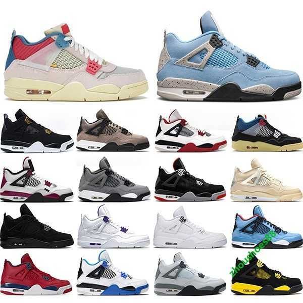 

men basketball shoes 4s university blue taupe haze fire red guava ice black cat og bred mens trainers sports sneakers size 40-47