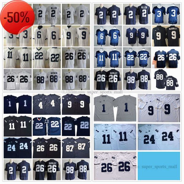 

state ncaa penn nittany college football jerseys 26 barkley 9 trace mcsorley 88 gesicki 2 marcus allen 1 joe paterno navy white stitched psu, Black;red