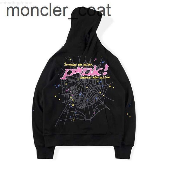 

mens hoodies sweatshirts hip hop web puff print sp5der 555555 hoodie men women 1 young thug angel spider sweatshirts heavy fabric pullover s, Black