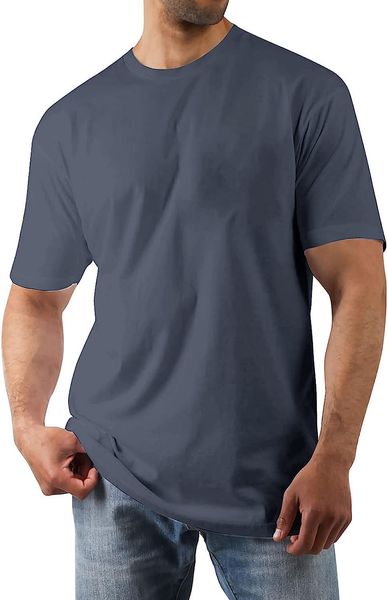 

men's heavyweight cotton t-shirt casual short sleeve crew neck basic tee shirts, White;black