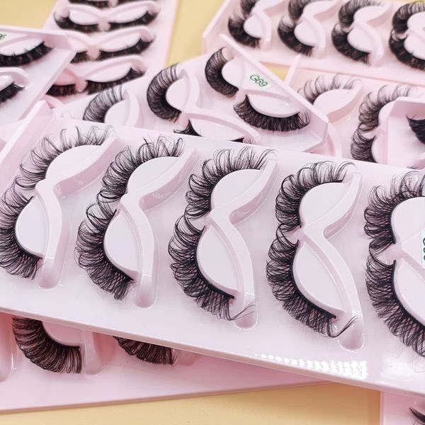 

18-22mm 3d natural mink lashes bulk wholesale 5 pairs russian strip lashes extension 5d dd curl fake eyelashes makeup supplies dj