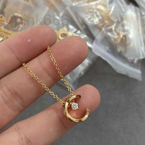 

pendant necklaces designer ice moon necklace cnc ling ge half curved c letter star women's collar bone e36u, Silver