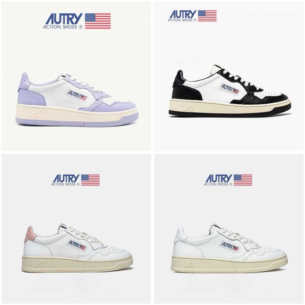 

womens low leather casual shoes medalist autry women sports sneaker triple white black red silver pink azure blue trainers luxury breathable