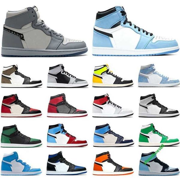 

basketball shoes men women university blue 1s obsidian sliver toe dark mocha unc volt gold mens trainers sneakers runners
