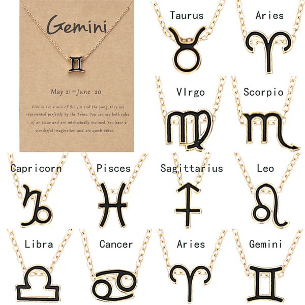 

12 constellation necklaces gold silver chain fashion pendant necklace women decorative jewelry accessories