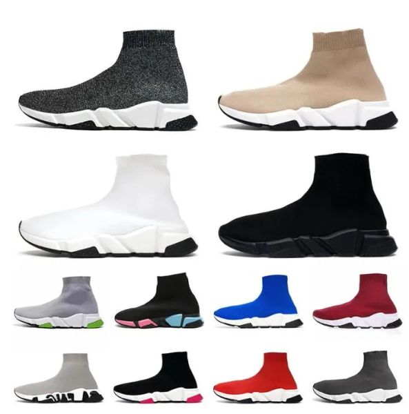 

2023 sock shoes designer men casual shoes womens speed trainer socks boot speeds shoe runners runner sneakers knit women 1.0 walking triple, Black