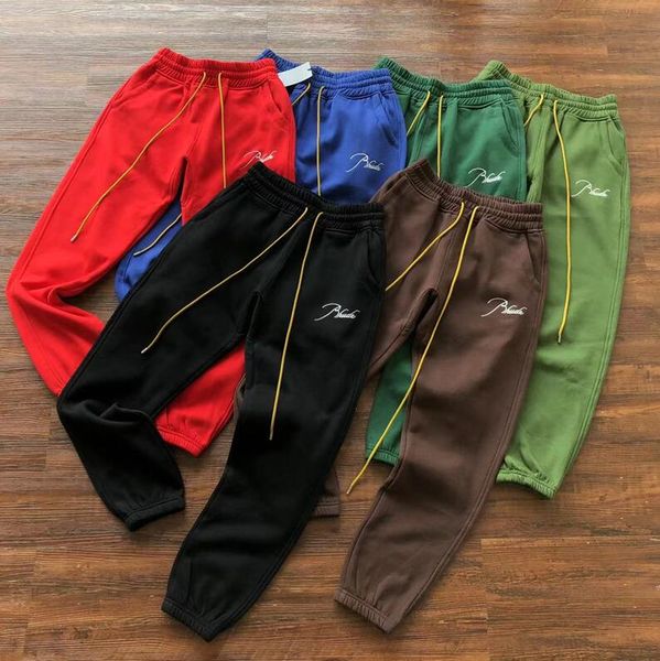 

terry embroidery letter men's jogger pants men woman casual sweatpants, Black;brown