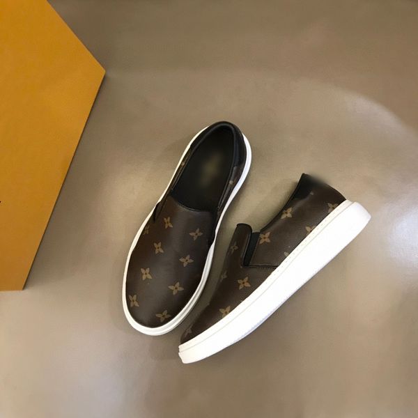 

fashion men designer shoes full letter printed brown white streetwear outdoor slip on luxury mens casual shoe with box, Black