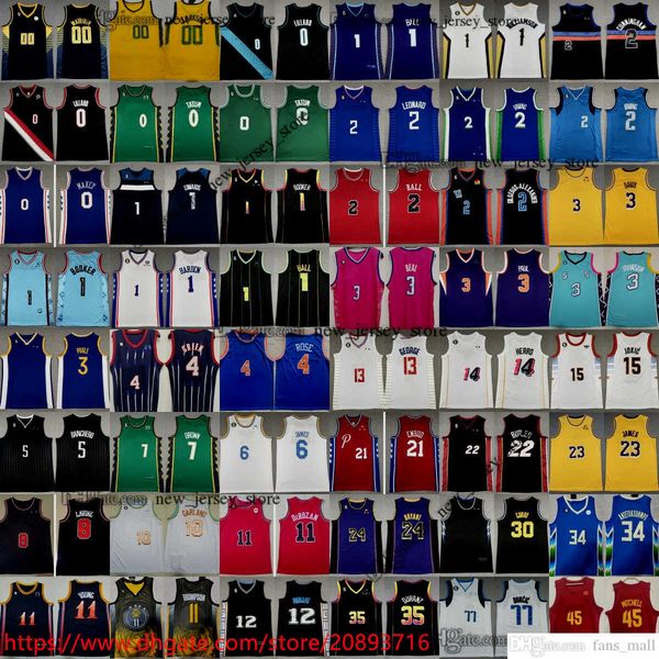 

2 kyrie irving jerseys basketball new with 6 patch luka doncic jimmy butler trae young klay thompson paul george draymond green herro jokic, Black;red