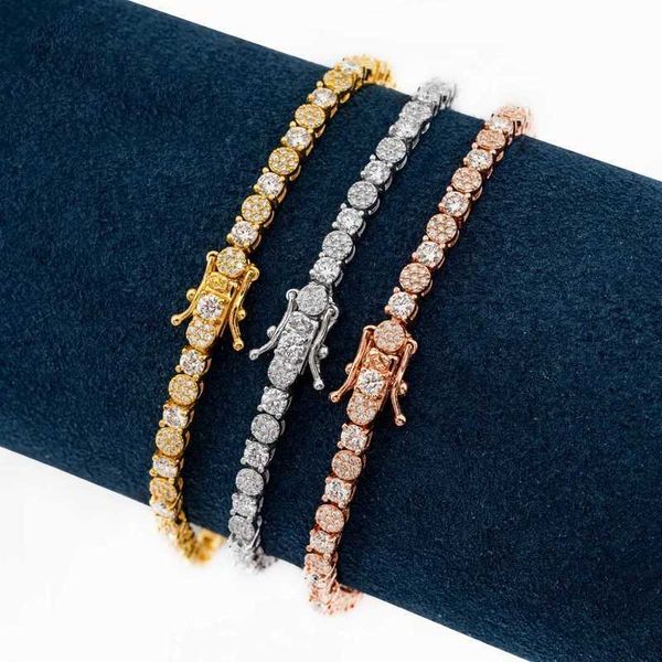 

brass 3/4/5mm 18k white gold plated iced out aaa cz zirconia sapphire tennis bracelet for men, Silver