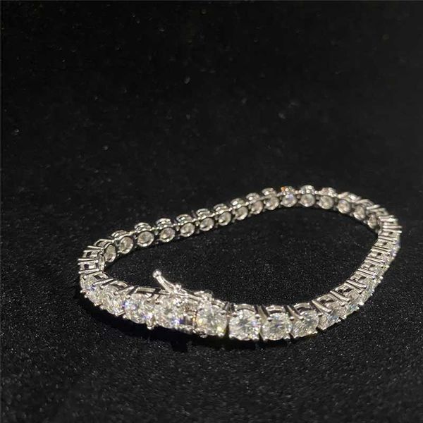 

safety clasp 925 sterling silver vvs moissanite diamond tennis chain bracelet 3mm 4mm 5mm moissanite hip hop tennis chain