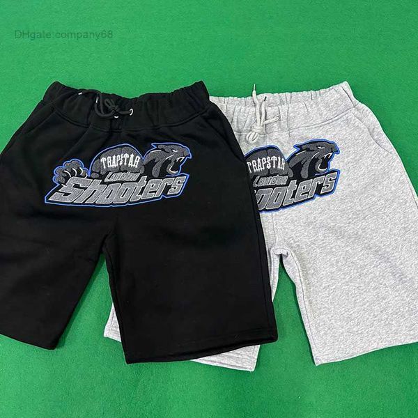 

white t-shirt grey shorts trapstar london european clothing tiger head sets embroidery men's 1 high quality, White;black