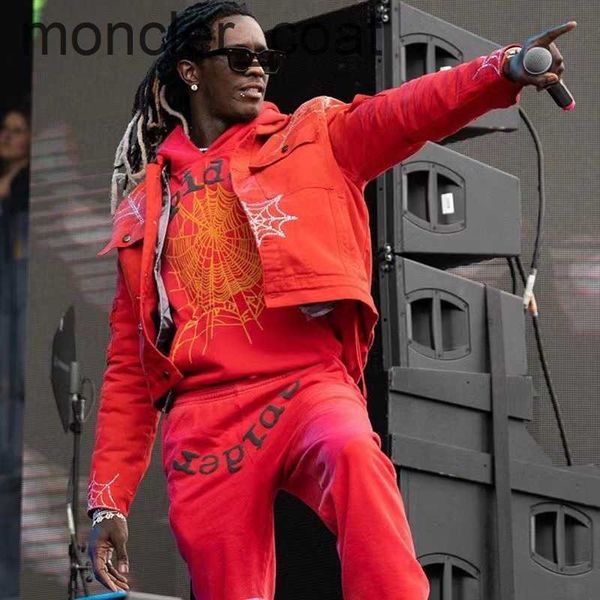

men's hoodies sweatshirts young thug star's same terry style sp5der 555555pinkhoodie sweater couple iby3q, Black