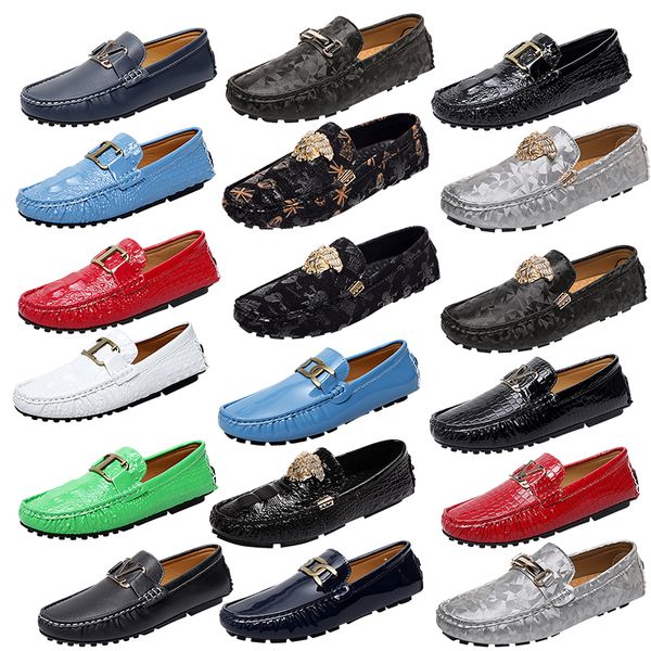 

high-quality italy brand horsebit loafers luxury printed stylist leather shoes business office shoes driving shoes size 35-48, Black