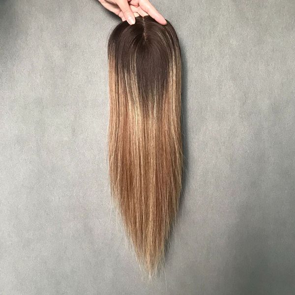 

stock ombre human hair pieces dark root mono fish net blonde chinese virgin human hair ers toupees closures 130% density 5.5*6.5inch natural, Black;brown