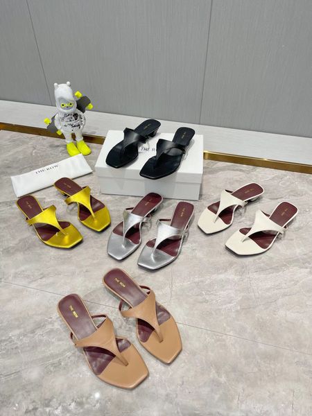 

designer the row sandals french lady leather toe clip square kitten heel luxury casual comfortable outdoor party slippers eggo, Black
