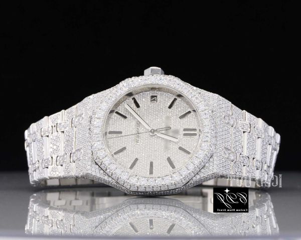 

vvs moissanite diamond custom iced out watch bust down diamond watch for men hip hop watch jewelry cdj847169cx, Silver