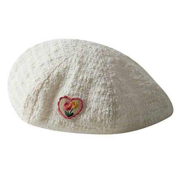 

berets laides love hat japanese sweet fresh embrodiery beret female summer thin floral patch bubble pumpkin bud hat trend z0616, Blue;gray