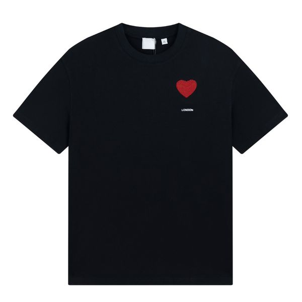 

23ss new made in italy woman men's t-shirts high end classic letter loving heart embroidery tee summer beach breathable street fashion, White;black