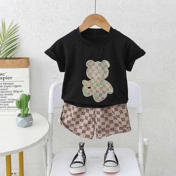 

boys clothes sets summer 2023 new children cotton t-shirts shorts 2pcs tracksuits for baby girl sports suit 1 to 5 years old kids casual out, White