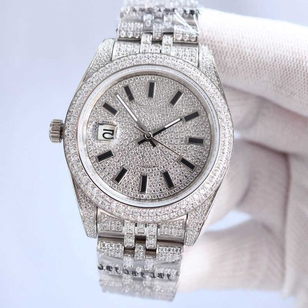 

wristwatches diamond mens watch automatic mechanical watch 41mm sier strap stainls steel for men life waterproof wristwatch fashionjdeu, Silver