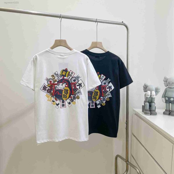 

summer new fashion brand shen ou da mo bonsai pattern printed casual short sleeve t-shirt xon4, White;black